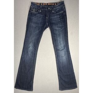 Rock Revival‎ Sora Jeans 26 (28x33) Blue Bootcut Stretch Rhinestone Flap Pockets
